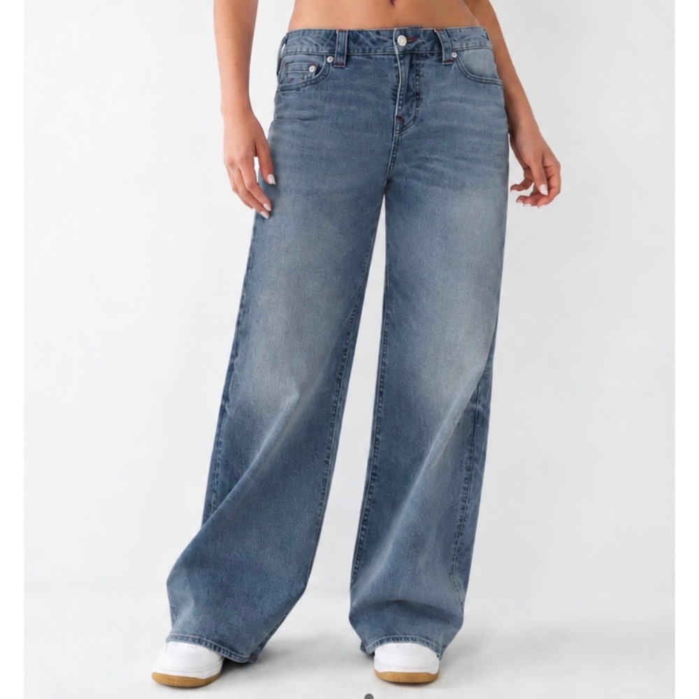 True Religion Bobbi Baggy Wide Leg Jeans Light Wash Blue Denim Size 30 NWT